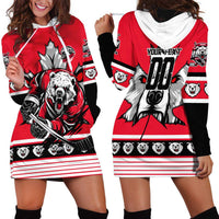 Personalized Polar Bear Hockey Canada Hoodie Dress Maple Leaf Ice Warrior