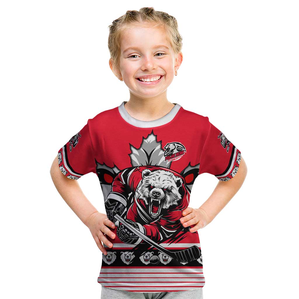 Personalized Polar Bear Hockey Canada Kid T Shirt Maple Leaf Ice Warrior