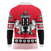 Personalized Polar Bear Hockey Canada Long Sleeve Polo Shirt Maple Leaf Ice Warrior