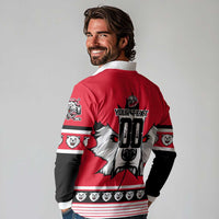 Personalized Polar Bear Hockey Canada Long Sleeve Polo Shirt Maple Leaf Ice Warrior