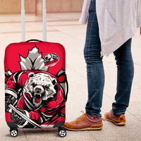 Polar Bear Hockey Canada Luggage Cover Maple Leaf Ice Warrior