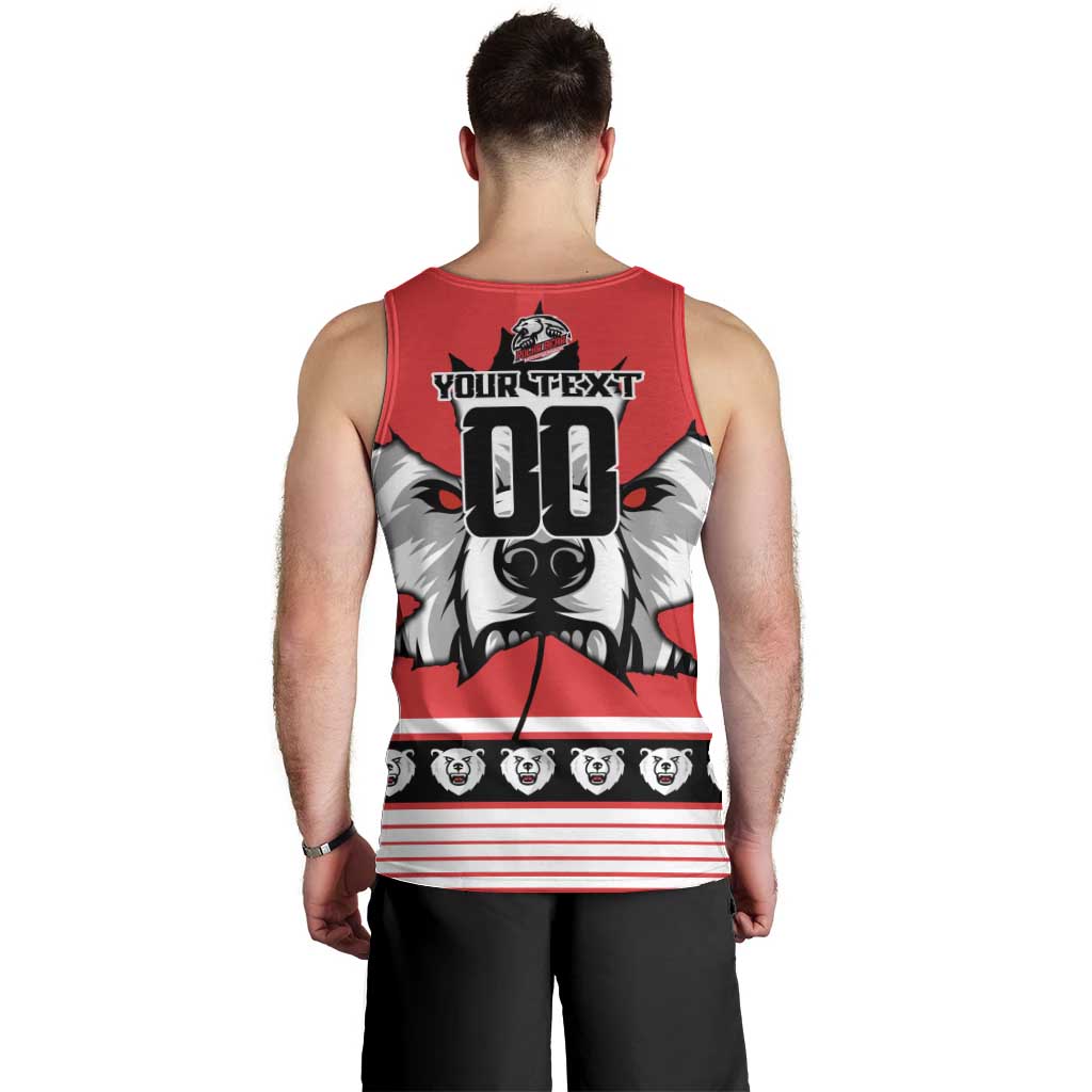 Personalized Polar Bear Hockey Canada Men Tank Top Maple Leaf Ice Warrior