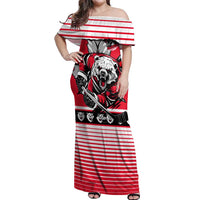 Personalized Polar Bear Hockey Canada Off Shoulder Maxi Dress Maple Leaf Ice Warrior