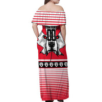 Personalized Polar Bear Hockey Canada Off Shoulder Maxi Dress Maple Leaf Ice Warrior