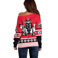 Personalized Polar Bear Hockey Canada Off Shoulder Sweater Maple Leaf Ice Warrior