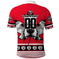 Personalized Polar Bear Hockey Canada Polo Shirt Maple Leaf Ice Warrior
