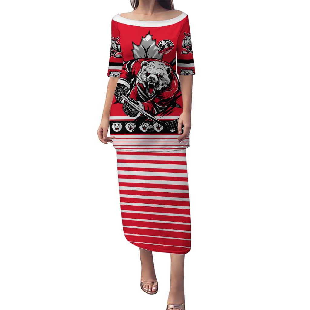 Personalized Polar Bear Hockey Canada Puletasi Maple Leaf Ice Warrior