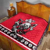 Polar Bear Hockey Canada Quilt Maple Leaf Ice Warrior