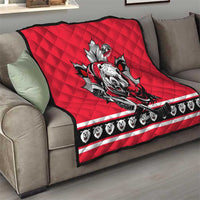 Polar Bear Hockey Canada Quilt Maple Leaf Ice Warrior