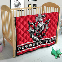 Polar Bear Hockey Canada Quilt Maple Leaf Ice Warrior