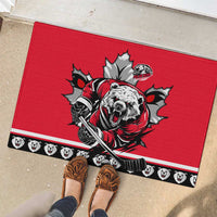 Polar Bear Hockey Canada Rubber Doormat Maple Leaf Ice Warrior