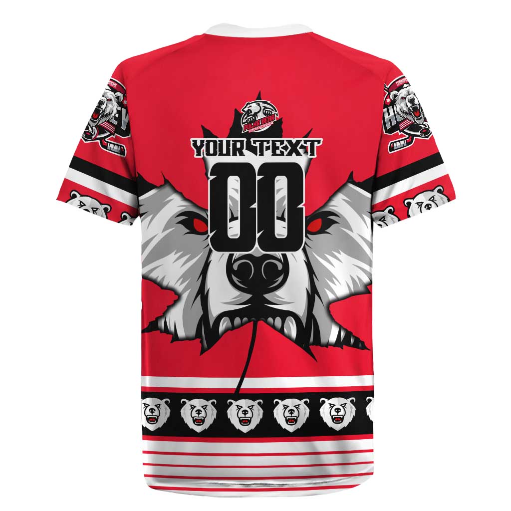 Personalized Polar Bear Hockey Canada Rugby Jersey Maple Leaf Ice Warrior