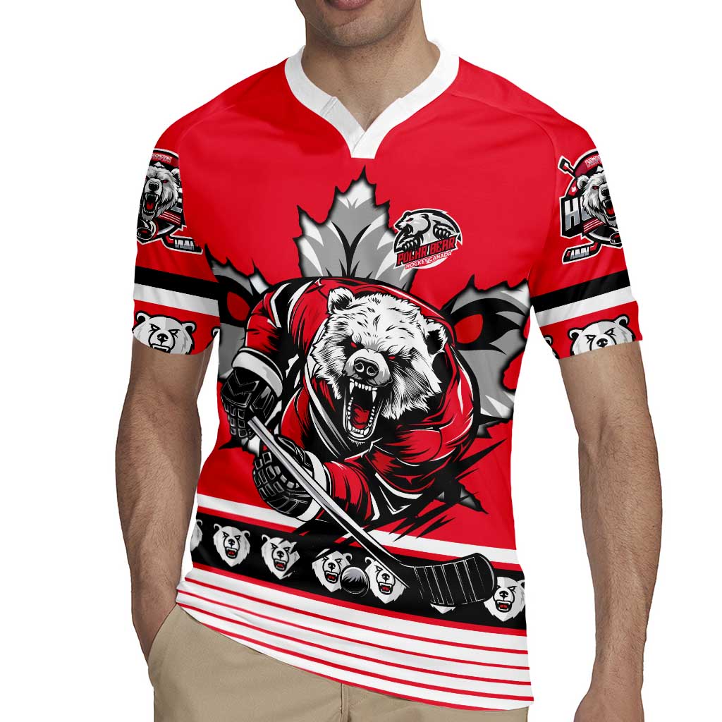 Personalized Polar Bear Hockey Canada Rugby Jersey Maple Leaf Ice Warrior