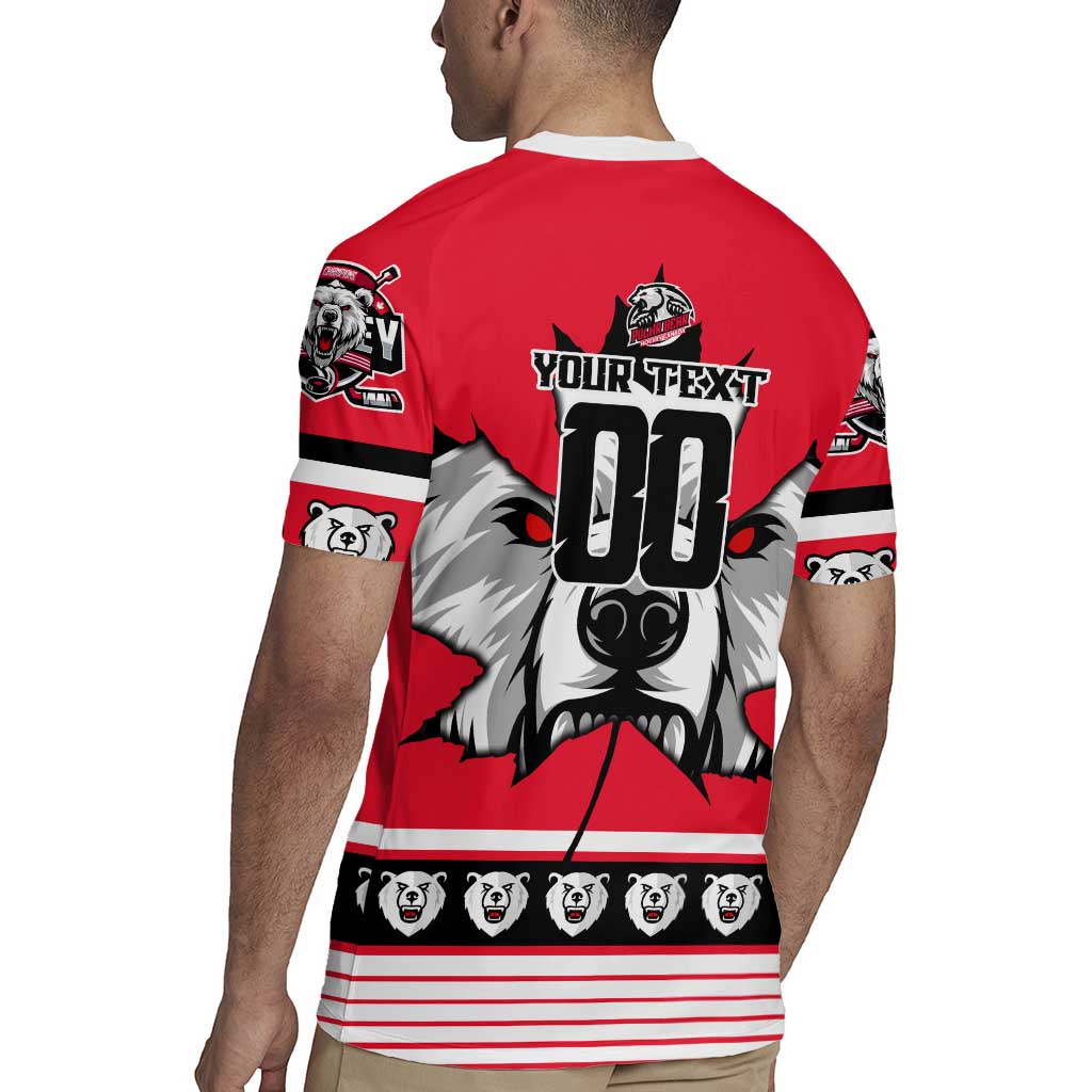 Personalized Polar Bear Hockey Canada Rugby Jersey Maple Leaf Ice Warrior