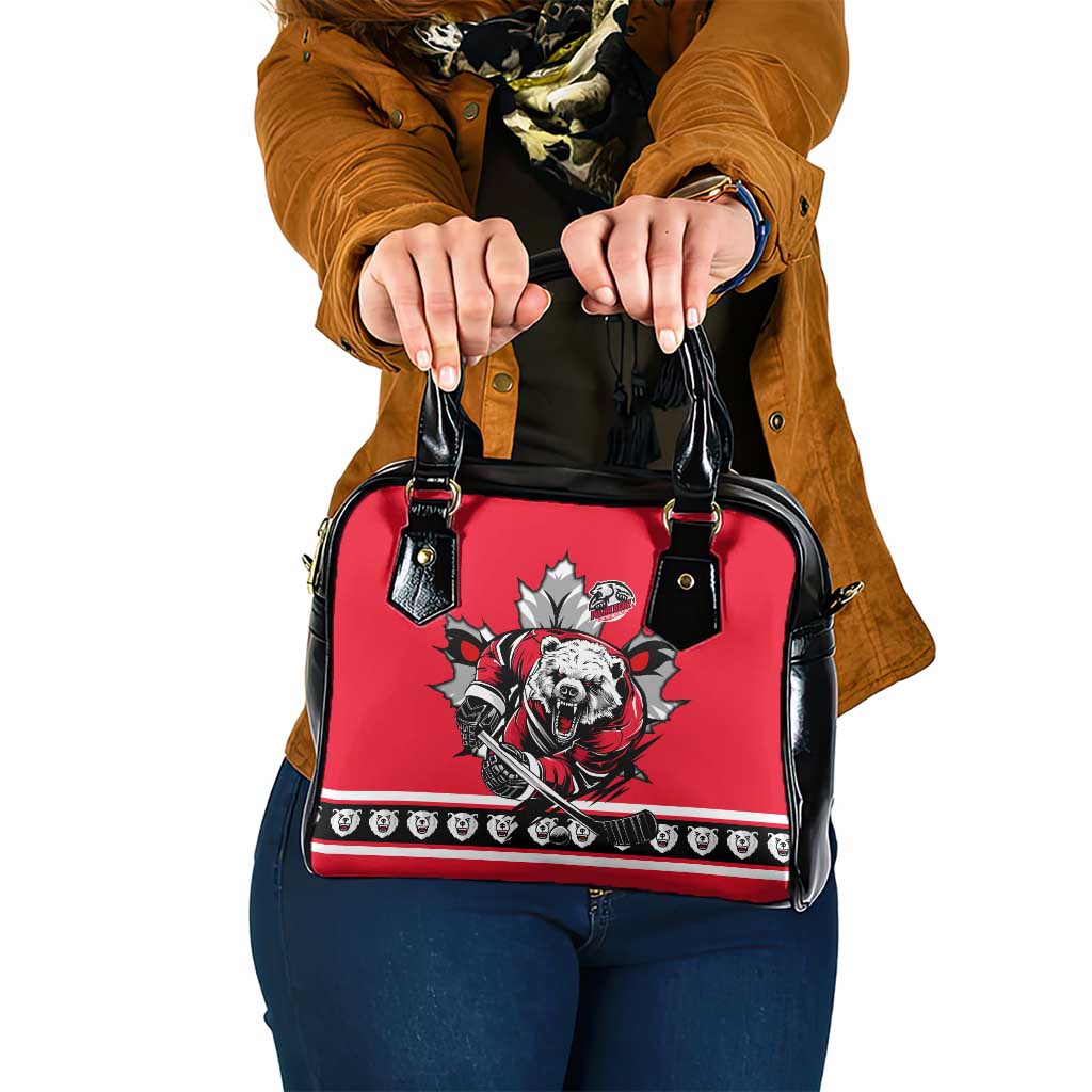 Polar Bear Hockey Canada Shoulder Handbag Maple Leaf Ice Warrior
