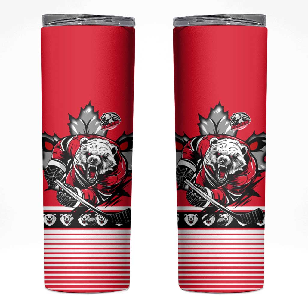 Polar Bear Hockey Canada Skinny Tumbler Maple Leaf Ice Warrior