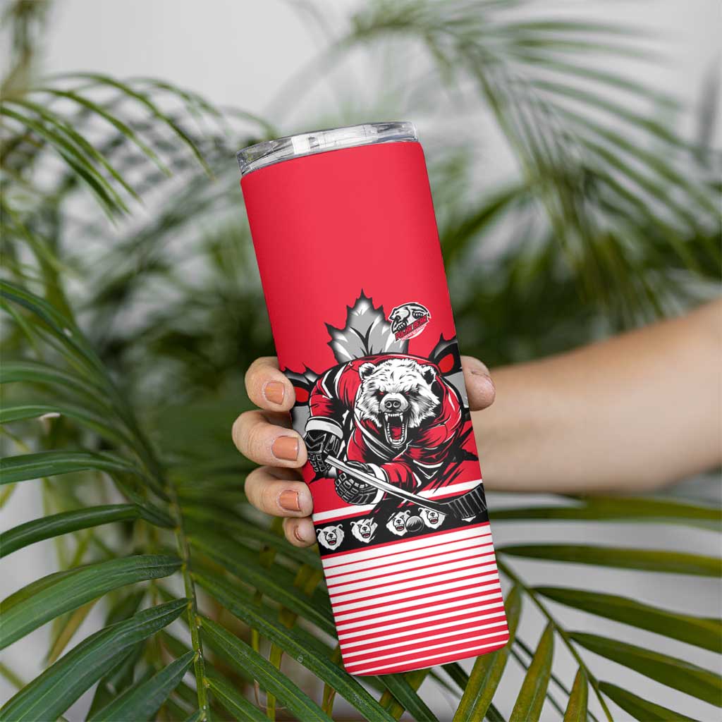 Polar Bear Hockey Canada Skinny Tumbler Maple Leaf Ice Warrior