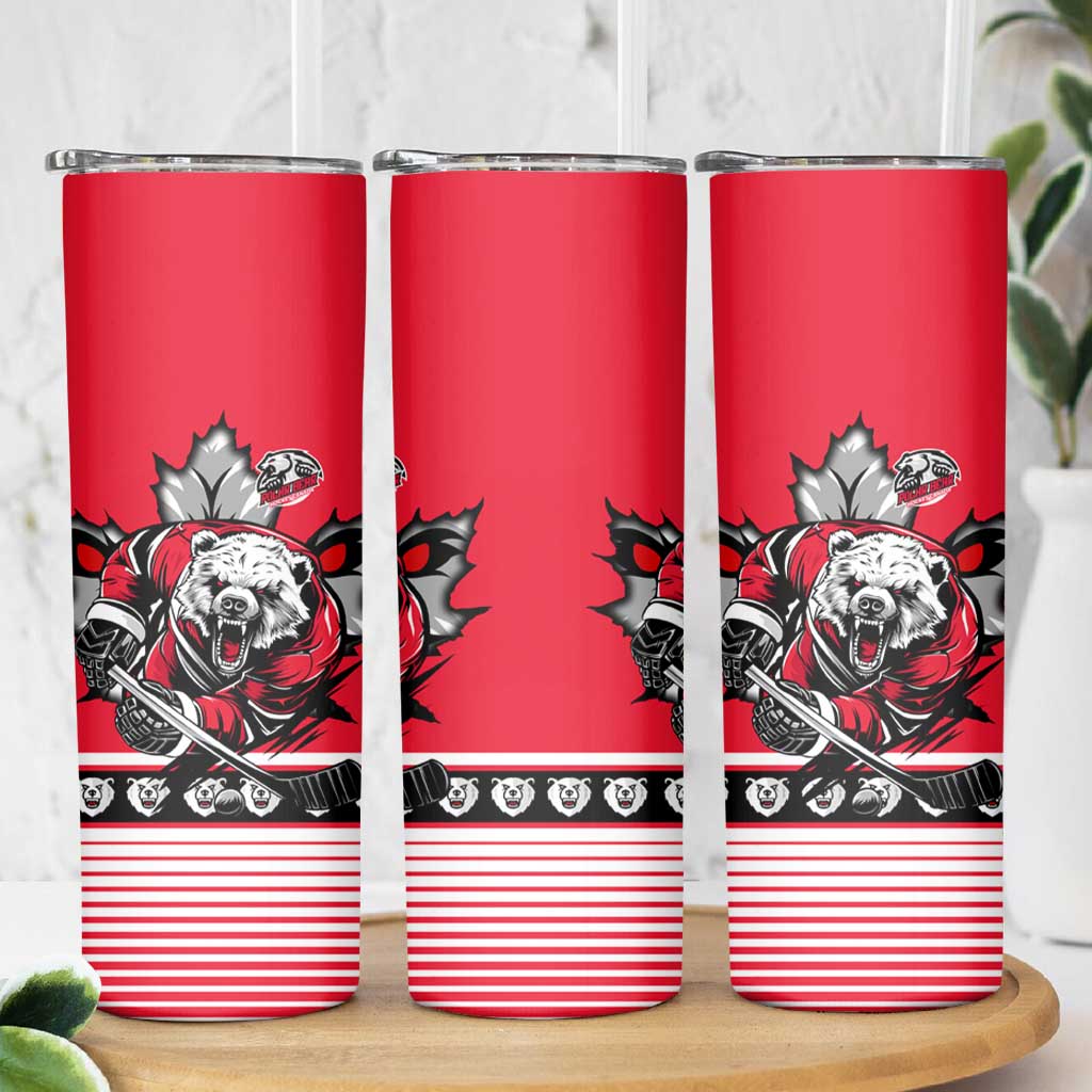 Polar Bear Hockey Canada Skinny Tumbler Maple Leaf Ice Warrior