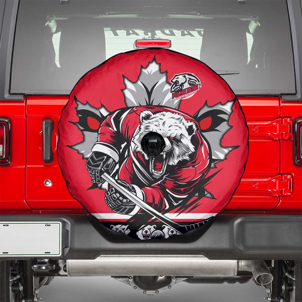Polar Bear Hockey Canada Spare Tire Cover Maple Leaf Ice Warrior