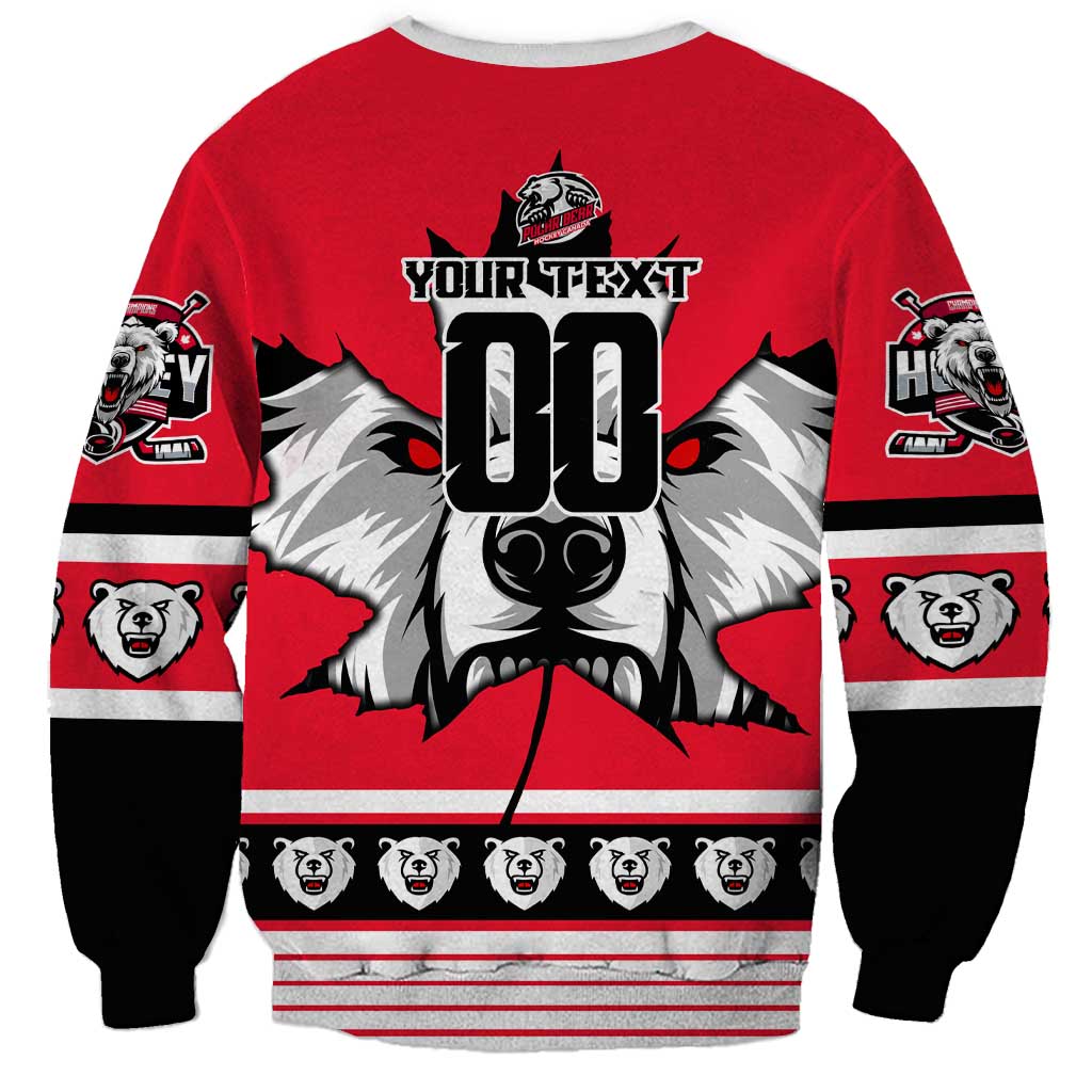 Personalized Polar Bear Hockey Canada Sweatshirt Maple Leaf Ice Warrior