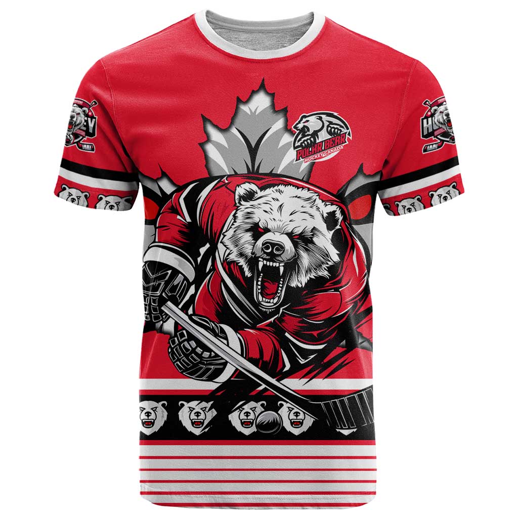 Personalized Polar Bear Hockey Canada T Shirt Maple Leaf Ice Warrior