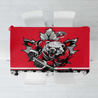 Polar Bear Hockey Canada Tablecloth Maple Leaf Ice Warrior