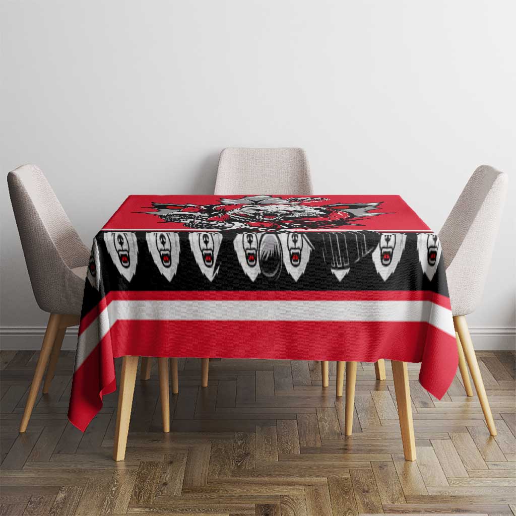 Polar Bear Hockey Canada Tablecloth Maple Leaf Ice Warrior