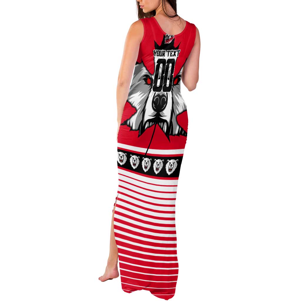 Personalized Polar Bear Hockey Canada Tank Maxi Dress Maple Leaf Ice Warrior