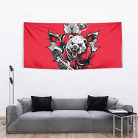 Polar Bear Hockey Canada Tapestry Maple Leaf Ice Warrior