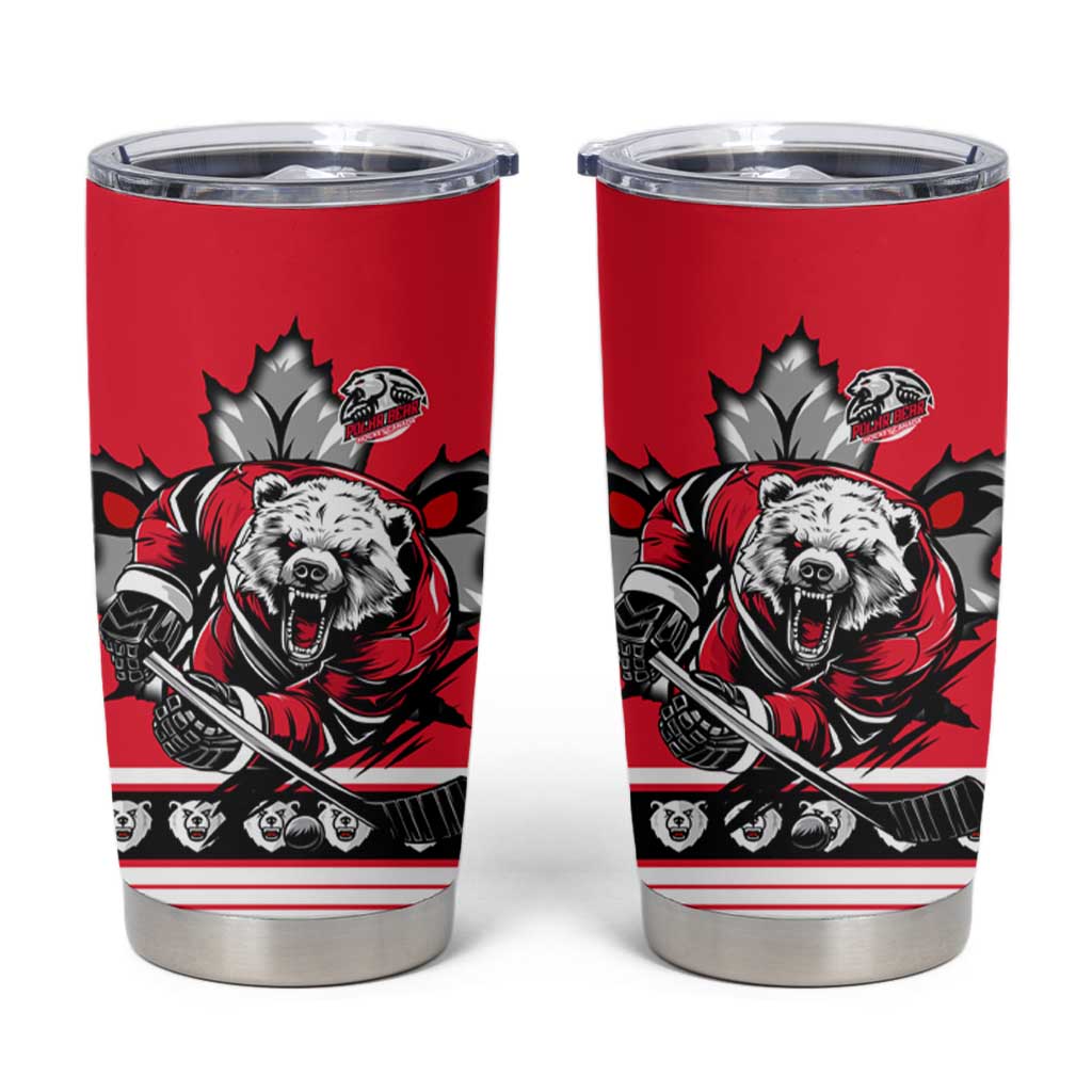 Polar Bear Hockey Canada Tumbler Cup Maple Leaf Ice Warrior