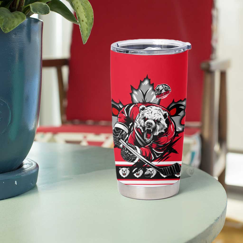 Polar Bear Hockey Canada Tumbler Cup Maple Leaf Ice Warrior