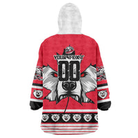 Personalized Polar Bear Hockey Canada Wearable Blanket Hoodie Maple Leaf Ice Warrior