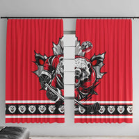 Polar Bear Hockey Canada Window Curtain Maple Leaf Ice Warrior