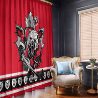 Polar Bear Hockey Canada Window Curtain Maple Leaf Ice Warrior