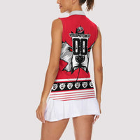 Personalized Polar Bear Hockey Canada Women Sleeveless Polo Shirt Maple Leaf Ice Warrior