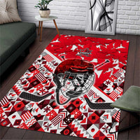 Canada Hockey Helmet Area Rug Maple Leaf Pattern