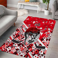 Canada Hockey Helmet Area Rug Maple Leaf Pattern