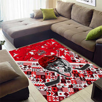Canada Hockey Helmet Area Rug Maple Leaf Pattern