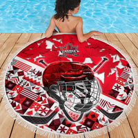 Canada Hockey Helmet Beach Blanket Maple Leaf Pattern