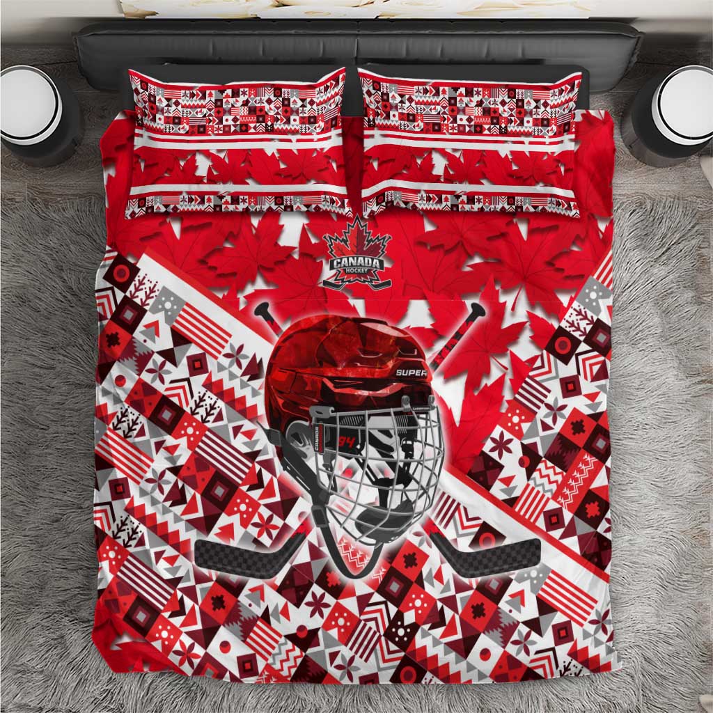 Canada Hockey Helmet Bedding Set Maple Leaf Pattern