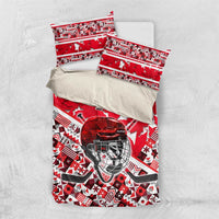 Canada Hockey Helmet Bedding Set Maple Leaf Pattern