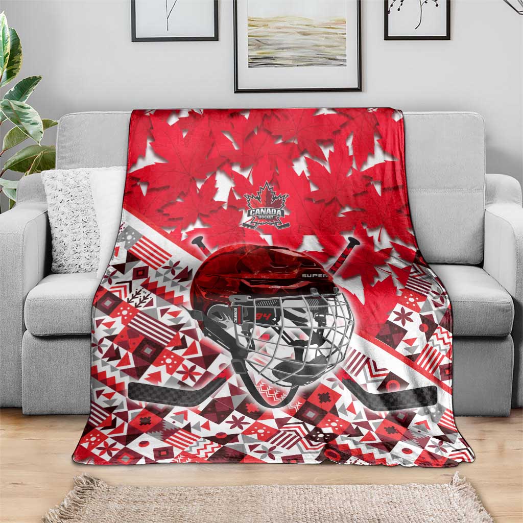 Canada Hockey Helmet Blanket Maple Leaf Pattern