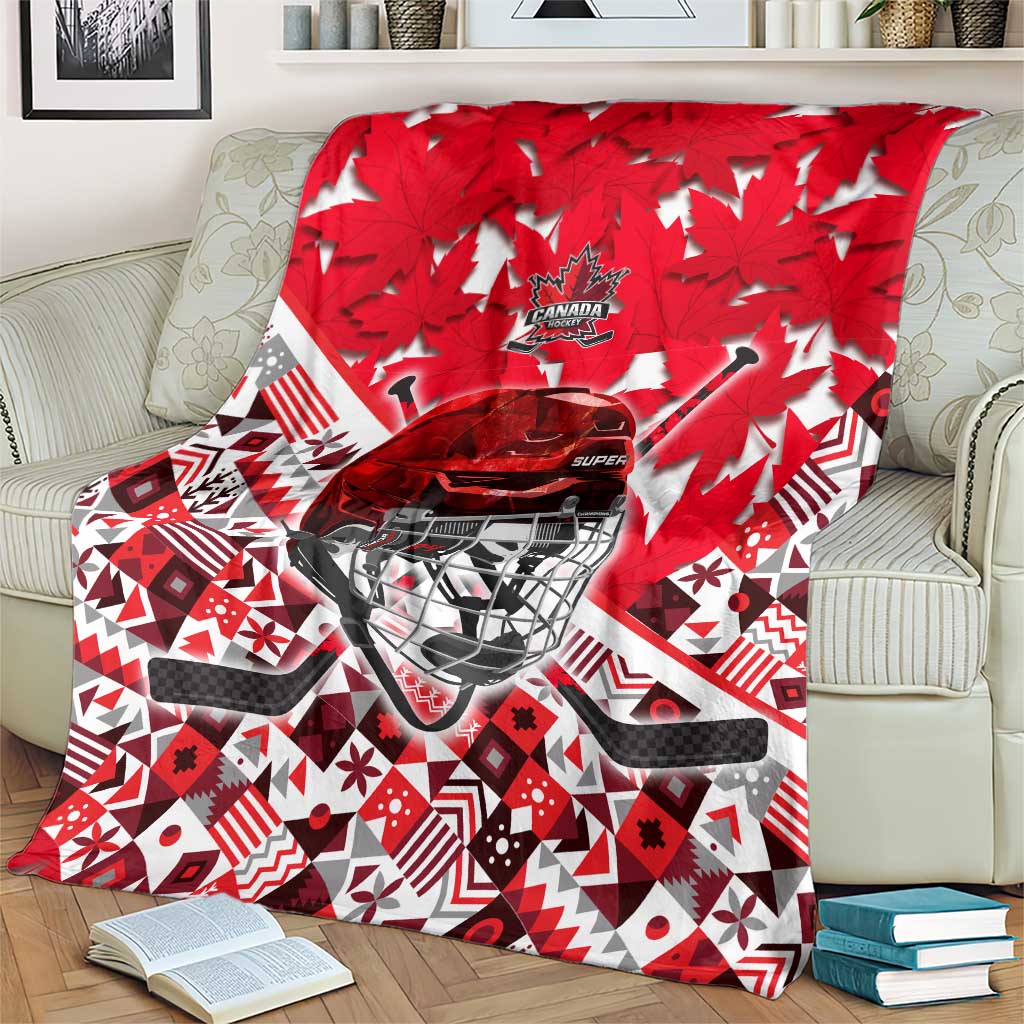 Canada Hockey Helmet Blanket Maple Leaf Pattern