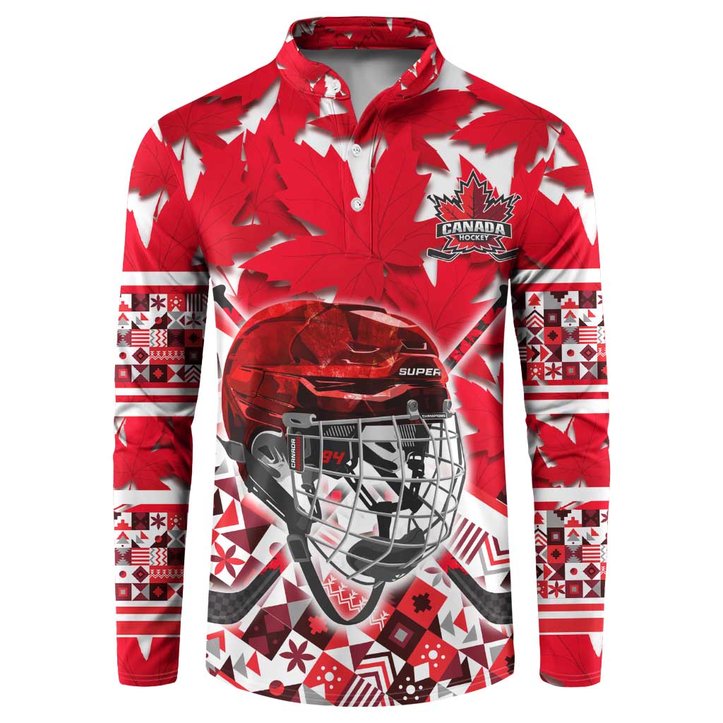 Personalized Canada Hockey Helmet Button Sweatshirt Maple Leaf Pattern