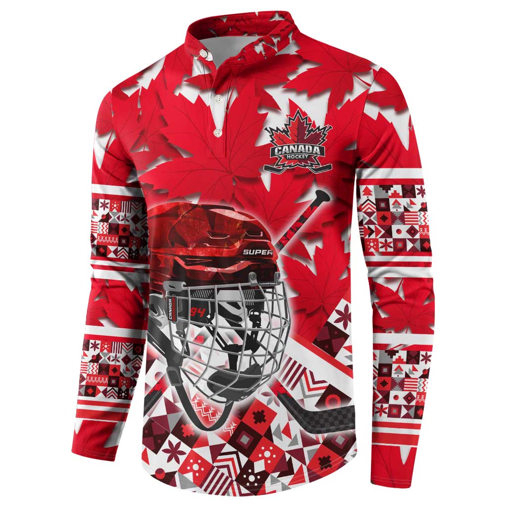 Personalized Canada Hockey Helmet Button Sweatshirt Maple Leaf Pattern