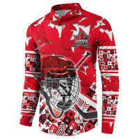 Personalized Canada Hockey Helmet Button Sweatshirt Maple Leaf Pattern