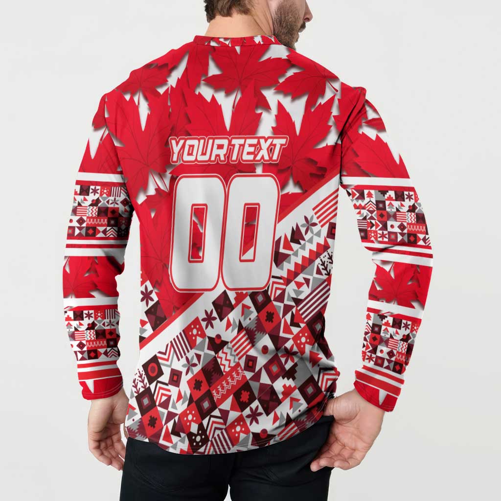 Personalized Canada Hockey Helmet Button Sweatshirt Maple Leaf Pattern