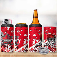 Canada Hockey Helmet 4 in 1 Can Cooler Tumbler Maple Leaf Pattern