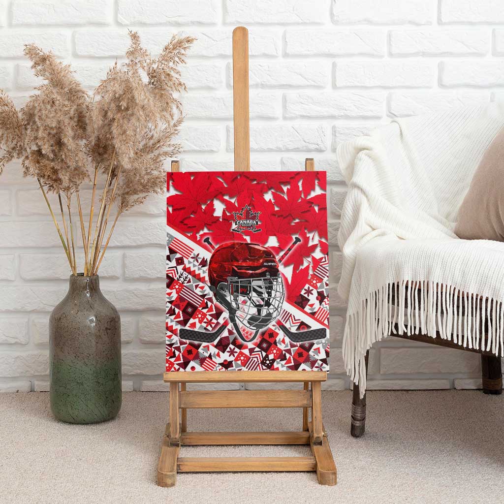 Canada Hockey Helmet Canvas Wall Art Maple Leaf Pattern