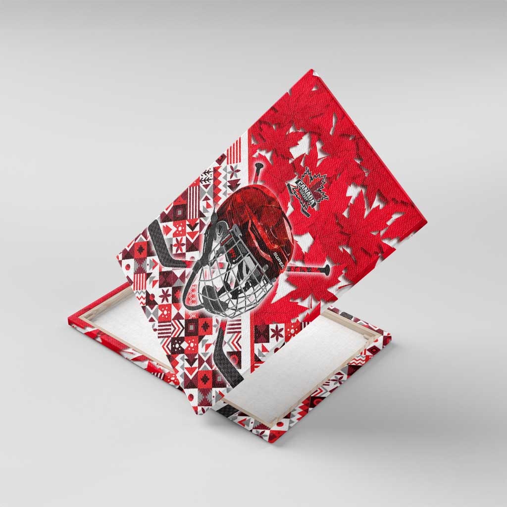 Canada Hockey Helmet Canvas Wall Art Maple Leaf Pattern